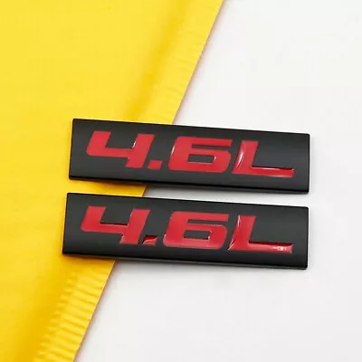 2x Metal Fender Trunk Black & Red 4.6L Car Emblem V6 V8 Engine Logo Sport Badge • $9.99