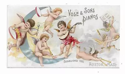 Old Trade Card Vose & Sons Pianos Boston Mass Angels Cherubs Musical Instruments • $16.25