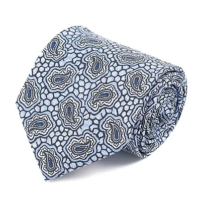 E.Marinella Napoli Archive 1960 Sky Blue Paisley Jacquard Print Silk Tie • $119