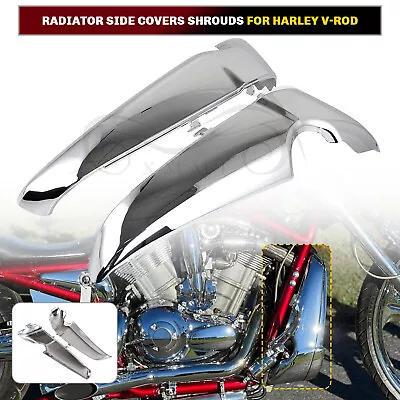 Motorcycle Chrome Smooth Front Radiator Side Cover Shrouds Fit For Harley V-Rod • $67.98