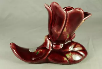 Vintage Burgundy Casey Ware Australia Ceramic Small Red Pixi Shoe Vase • $45