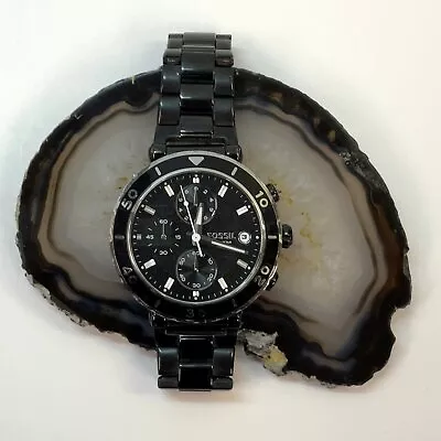 Designer Fossil CH-2579 Black Quartz Movement Analog Chronograph Wristwatch • $9.99