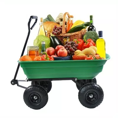 Heavy-Duty Foldable Garden Dump Cart 10''Inflatable Tires 300 Lbs Load Capacity • $81.99