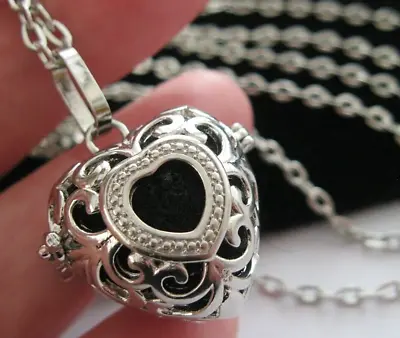 HEART LOCKET NECKLACE Love Filigree Pendant Perfume Essential Oil Diffuser GIFT • £19.50