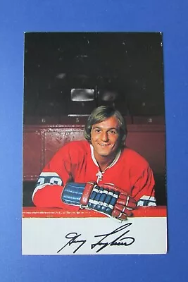 MONTREAL  CANADIENS    GUY LAFLEUR    1974-75   POSTCARD    W/  FASCIMILE   RARE • $128.78