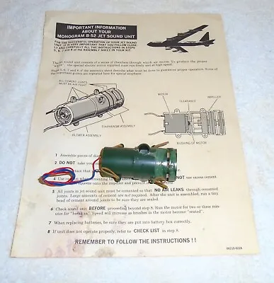 1968 Monogram B-52 Stratofortress Jet Sound Unit W/Instructions - Working - • $24.95
