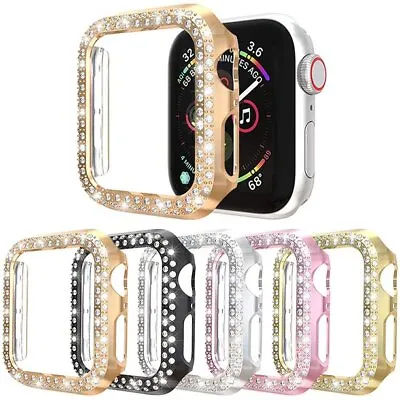 Diamond Bling Apple Watch Case Series 3/4/5/6/7/SE/8 Full Screen Protector Cover • £4.85