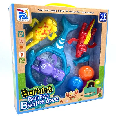£9.95 • Buy 7pc Bath Game Toy Fishing Net Frog Hippo Dragon Balls Kids Children Bathtime Fun