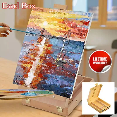 NEW Wooden Table-Top Box Easel Folding Artist Drawing Easel Board With Drawer • £21.89