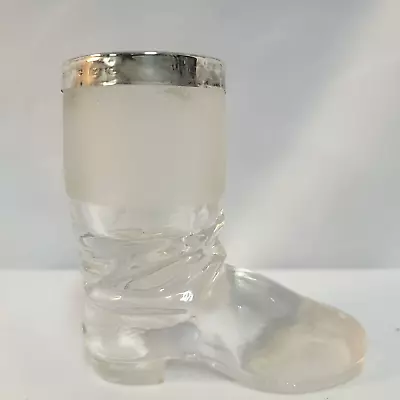 RARE  C 1880 Clear Glass & Sterling Silver Boot Match Holder Striker English • $119