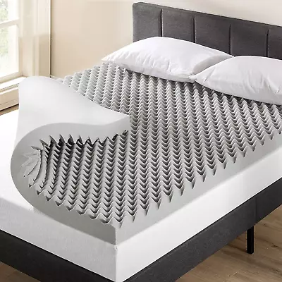 Mellow 4 Inch Egg Crate Memory Foam Mattress Topper With Infusion QueenCharcoa • $155.99