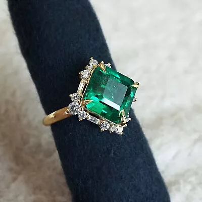 925 Sterling Silver RingLab Created Emerald And Cube Zericonia • $133