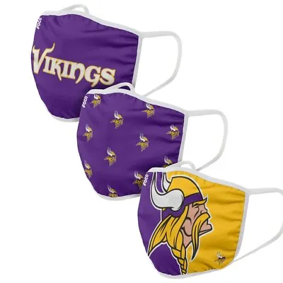 3 Pack Minnesota Vikings Official Licensed NFL Washable Resuable Face Mask Cover • $9.99