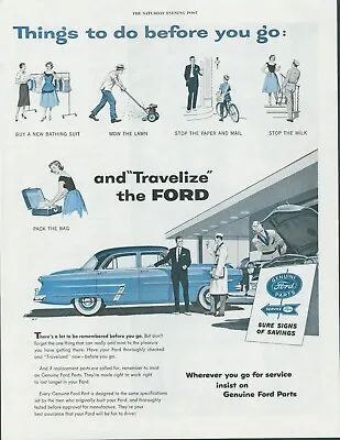 1954 Ford Service Travelize Before Vacation Genuine Parts Vintage Print Ad SP11 • $11.59