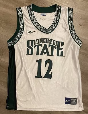 Vtg Reebok Mateen Cleaves #12 Michigan State Spartans Men L Jersey White Size 46 • $99.99