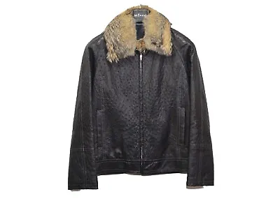 Great RRP30000$ Men's Brioni Ostrich Leather Jacket 38US/UK 48IT S Black Fur Fox • $5999