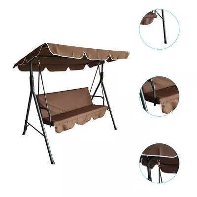 Porch Swing 3-Person Outdoor Hanging Chair Patio Swing Bench W/ Canopy Cushion • $85.49