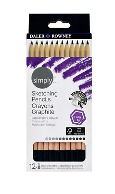 Daler Rowney Simply Sketching Pencils Crayons Graphite Set 12pk • £4.99