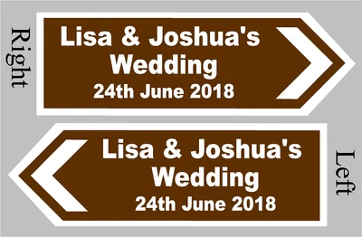 £18.99 • Buy PERSONALISED Wedding Direction Sign Choice Of Size And Colour - Event Road Sign