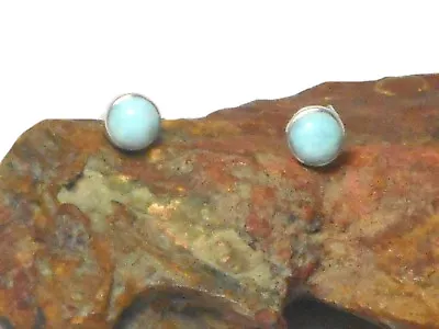 Round Blue LARIMAR  Sterling  Silver  925  Gemstone  Stud Earrings -  6 Mm • £26.99