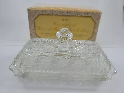 VINTAGE Clear Crystal Glass Covered Butter Dish Crystalucent Avon Cape Cod Waves • $11.50