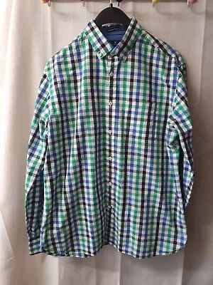 Bargain~M&S~BLUE HARBOUR~ Mens~Multi Check~Long Sleeved~ Cotton Shirt~Size LARGE • £5.99