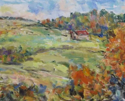 Art Oil Painting RM Mortensen Landscape  The Barn  Farm Pasture • $29.99