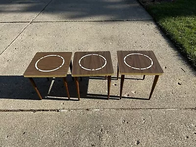 Set Of 3 MCM VTG Wooden Stacking Tables 1960’s TV Snack Trays • $45