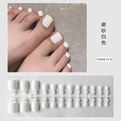 24pcs False FAKE Acrylic French Toe Nail Art Tips Set White/Clear Natural Choose • £3.21