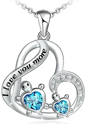 Sterling Silver I Love You More Sea Turtle Heart Pendant Necklaces Jewelry Gifts • $89.76