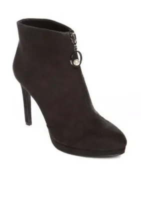 Nine West Qualifide Women's Size 9 Ankle Boots Zip Stiletto Heel Black Suede New • $4.14