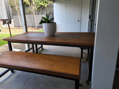 $550 • Buy Timber And Steel Outdoor Dining Setting-furniture Used