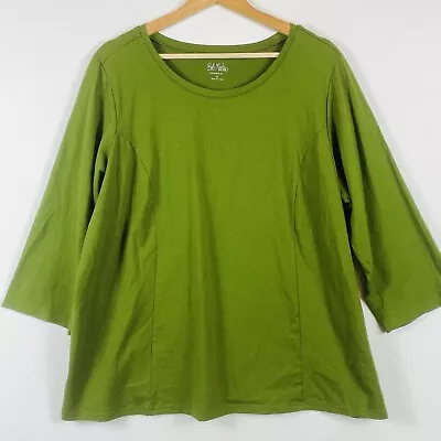 Bob Mackie Art Solid Olive Green 3/4 Sleeve Pullover Tunic Top Shirt Womens 2X • $19.99