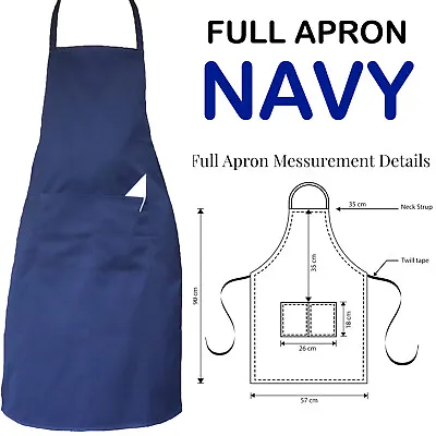 £5.24 • Buy Full Apron With Pocket Professional Chef Waiters Kitchen NAVY BLUE SIZE FITS ALL