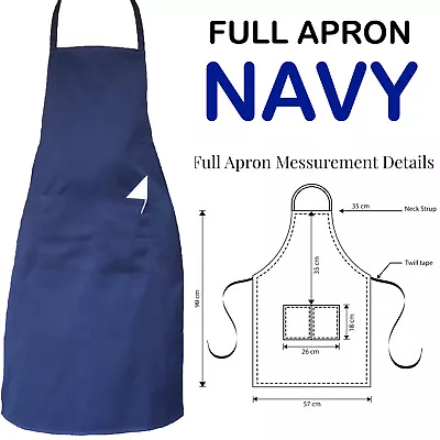 £5.24 • Buy Full Apron With Pocket Professional Chef Waiters Kitchen NAVY BLUE SIZE FITS ALL