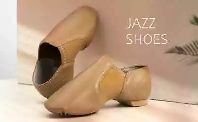 Unisex Leather Upper Jazz Shoe Slip-on For Women And Men's Dance Shoes • $17.61