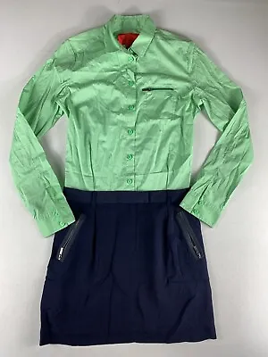 $13.99 • Buy Zac Posen Z Spoke Button Up Dress Womens Size 2 Green Blue Collared