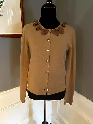 Ladies J Crew Cardigan Beige Sweater Size Small Bow Detail • $17.50