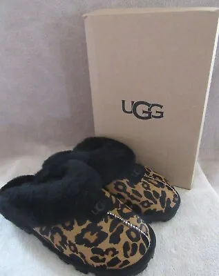 UGG 1123593 Coquette Panther Print Calf Sheepskin Slippers Shoes US 9 EUR 40 NWB • $109.99