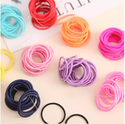 50 Girls 2mm Thin School Uniform Endless Hair Elastics Bobbles Bands Ponios • £3.99