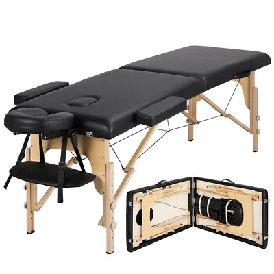 Portable Massage Table Lash Bed Tattoo Table Beauty Folding Bed Adjustable Black • $97.99