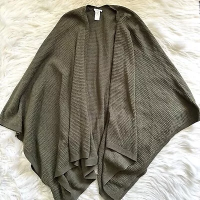 Women’s One Size J. Jill Pure Jill Green Knit Shrug Cape Cardigan Sweater • $8.99