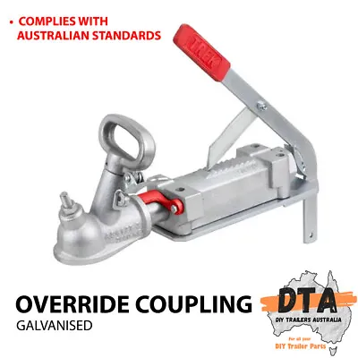 $95.50 • Buy Trailer Override Coupling Hitch & Bracket Mechanical Brake 2T Rated 4 Hole Mount