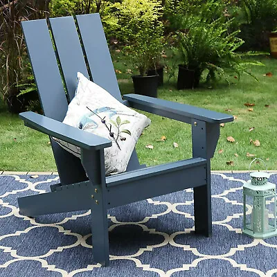 PHI VILLA Patio Adirondack Chair Wooden Outdoor Lounge Armchair High Back • $126.99