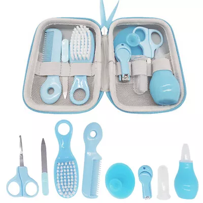 8Pcs/set Newborn Baby Kids Nail Hair Health Care Infant Grooming Brush Gift Kit • £9.88