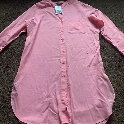 BNWT M&S Ladies Size S (8-10) Pink Beachwear Shirt Dress • £11.99