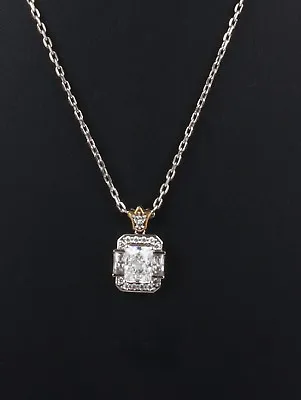 Verragio China Sterling Clear Cz Stones Pendant Chain Necklace 925 Signed 6597 • $85