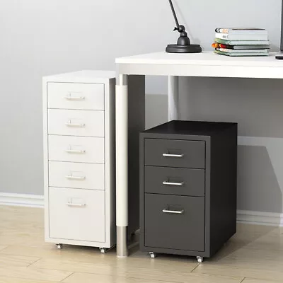 3-10 Drawers Office Filing Cabinet Mobile Under Desk File Cupboard Storages Unit • £22.95