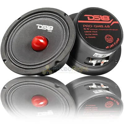 2 Pack DS18 6.5  Inch Midrange Loudspeaker 480 Watt Max Bullet 4 Ohm PRO-GM6.4B • $63.96