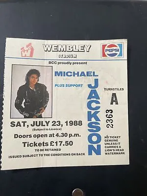 Michael Jackson Bad Tour Vintage Ticket Stub (2363) Wembley Stadium 23 July 1988 • £30